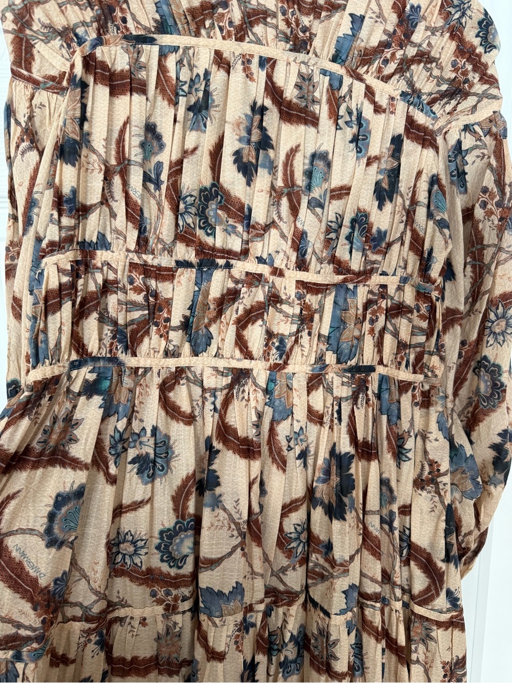 Zimmermann Ascension Tie Billow Long Sleeve Tiered Maxi Dress - size 2 - Picture 12 of 15